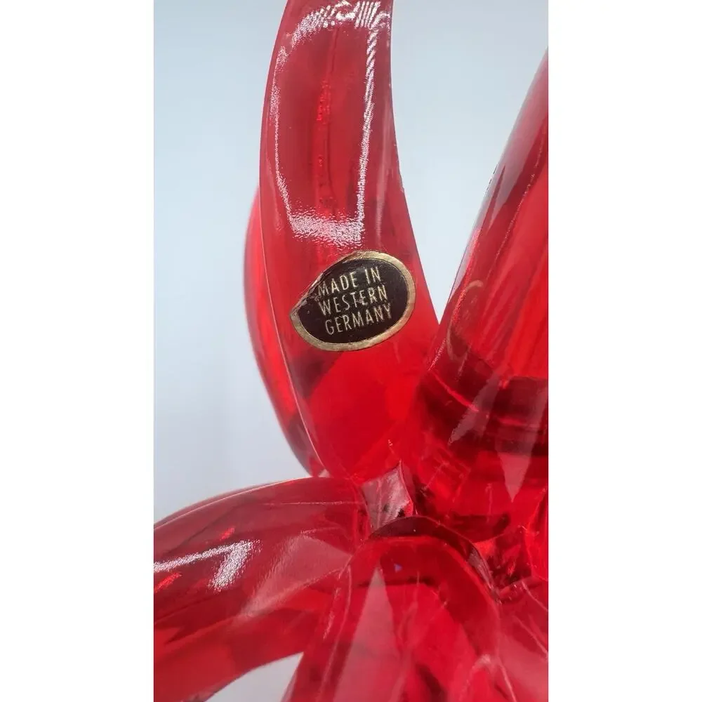 Vintage Friedel Ges Gesch Acrylic Lucite Red Atomic Candlesticks West Germany